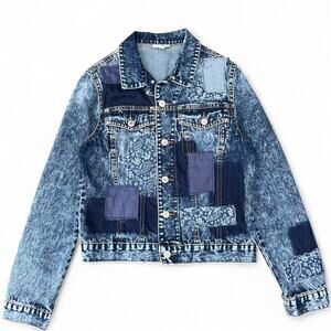 Adore Paisley Patchwork Acid Wash Denim Trucker Jacket Women’s Small